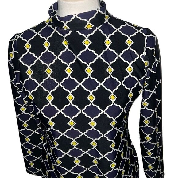 Jude Connally Quatrefoil Geometric Print Turtleneck Dress Packable Stretchy Sz S - Picture 4 of 10